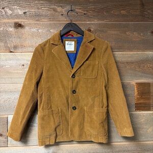 Mini Boden Boy's Brown Corduroy Blazer Jacket-Red Elbow Patches Size 9/10Y